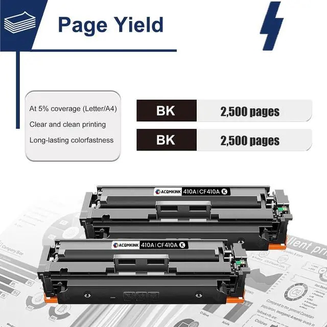 Alt view image 3 of 5 - 410A CF410A Black Toner Cartridge Replacement for HP 410A CF410A Color Pro MFP M477fdn M477fdw M477fnw; M452dn Printer Ink (2Pack)