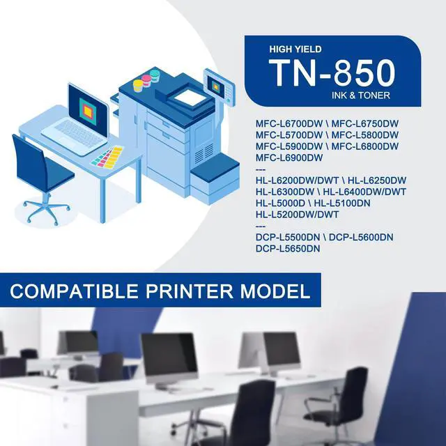 Alt view image 2 of 6 - 1 Pack TN850 TN-850 High Yield Black Toner Cartridge Compatible TN850 Replacement for Brother DCP-L5500DN L5600DN MFC-L6700DW L6750DW L5700DW L5800DW L5900DW L6800DW HL-L6200DW/DWT L6250DW Printer