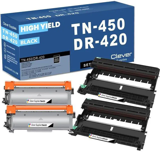 Main image of CS Replacement Compatible with Brother TN450 TN420 DR420 Toner Cartridge and Drum Unit DR420 Dr 420 DR-420 TN450 TN-420 TN 420 to use with DCP-7060D (2 Toners & 2 Drum Unit, 4-Pack)