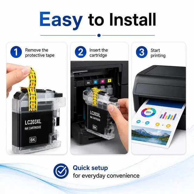 Alt view image 6 of 7 - LC203XL LC203 Ink Cartridges Replacement for Brother Printer LC203 LC201 XL Ink Cartridges High Yield Work With MFC-4320DW MFC-J460DW MFC-J480DW MFC-J485DW MFC-J680DW MFC-J885DW (4-Pack, BK/C/M/Y)