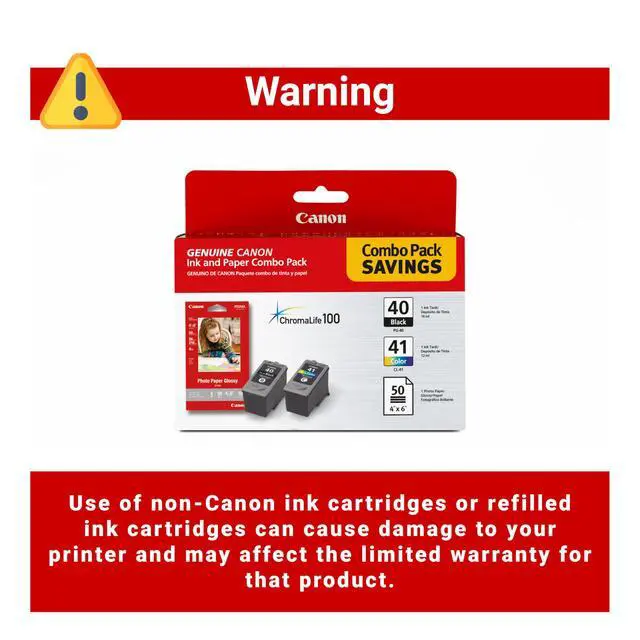 Alt view image 3 of 7 - PG-40/CL-41 Genuine Black Ink and Color Cartridge Value Pack with 50-Sheet Photo Paper, Compatible with iP2600/1800/1700/1600, MX310/300, MP470/460/450/210/170/160/150/140/180/190, JX200/210P