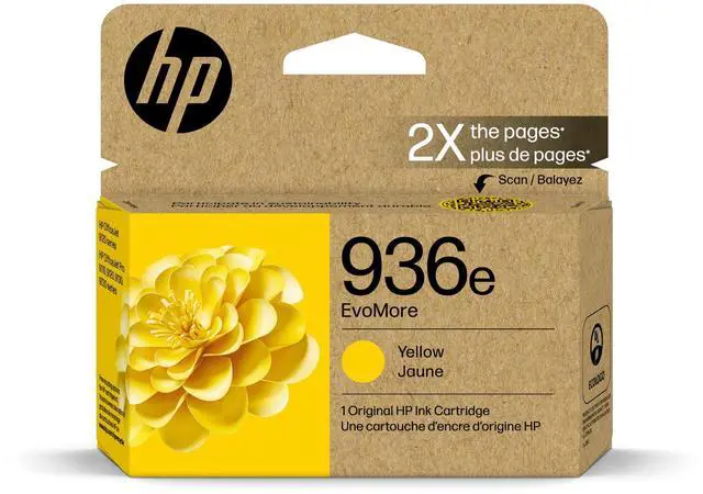 Main image of 936e Yellow EvoMore Ink Cartridge | Works with OfficeJet 9120, Pro 9100, Wide Format 9700 | Carbon Neutral | 4S6V5LN