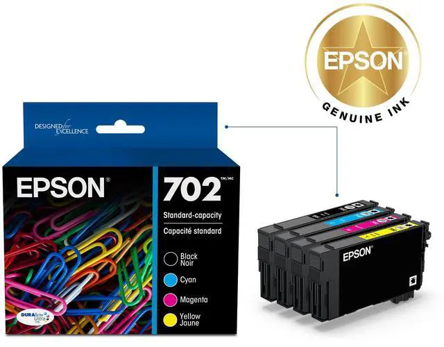 Alt view image 2 of 6 - 702 DURABrite Ultra Ink Standard Capacity Black & Color Cartridge Combo Pack (T702120-BCS) Works with Workforce Pro WF-3720,3730,3733,(Pack of 2)