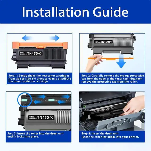 Alt view image 6 of 7 - TN450 Black 3-Pack High Yield Toner Cartridge Compatible Brother TN-450 TN 450 Replacement for HL-2240 HL-2270DW HL-2280DW MFC-7360N MFC-7460DN MFC-7860DW IntelliFax 2840 2940 Printer