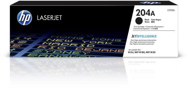 Main image of 204A Black Toner Cartridge | Works Color LaserJet Pro M154 Series, Color LaserJet Pro MFP M180, M181 Series | CF510A