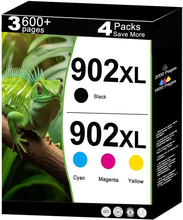 Main image of 902 XL Ink Cartridges Combo Pack Replacement for HP 902XL to use with OfficeJet 6978 6968 6958 6970 6960 6975 6962 6950 6954 6951 6956 6961 6963 6964 Printer with V13.2.1 Chip (C/M/Y/K,4-Pack)