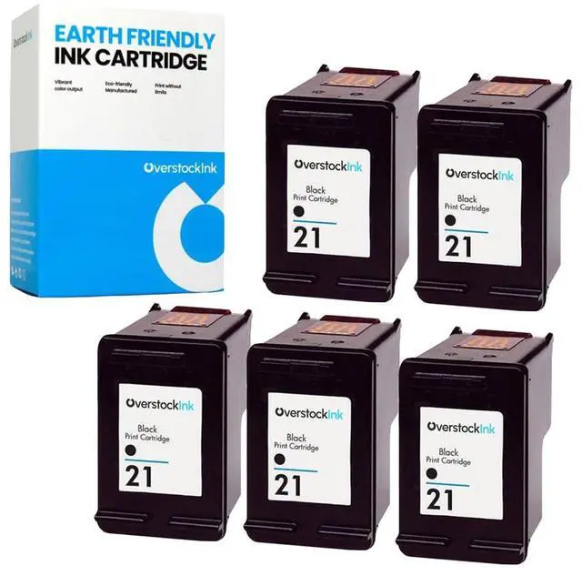 Main image of 21 Black Replacement Ink Cartridge for HP Printers (5 Black)