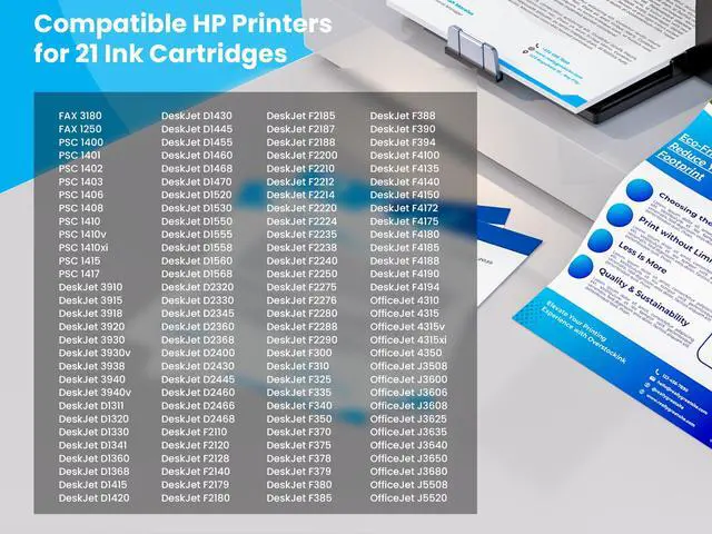 Alt view image 2 of 5 - 21 Black Replacement Ink Cartridge for HP Printers (5 Black)