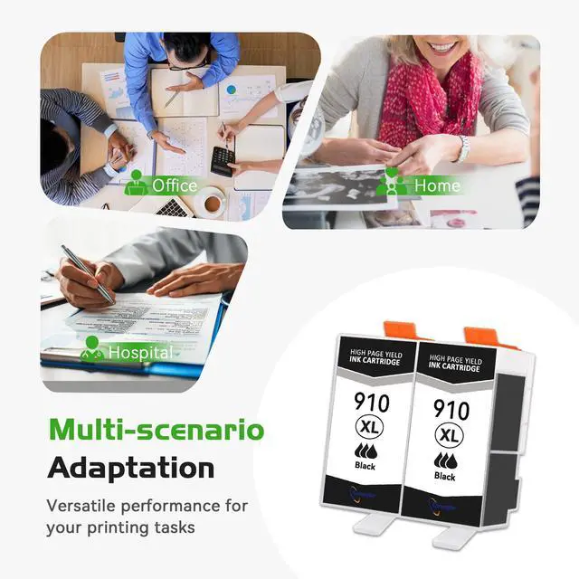 Alt view image 7 of 7 - 910XL 910 Ink Cartridges High Yield (2-Pack, Black) Compatible Replacement for 910XL Ink Cartridges for OfficeJet Pro 8015e 8025e 8028e 8035e 8020 8015 8025 8010 8035 8030 8028 8022 Printer