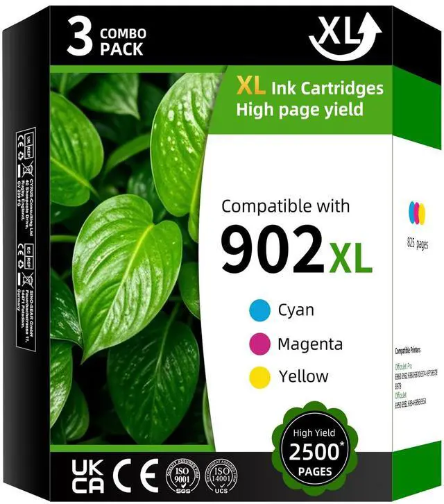 Main image of 902XL High Yield Ink Cartridge Replacement for HP902XL HP902 902 XL Combo Pack Compatible with HP OfficeJet Pro 6960 6962 6968 6970 6974 6975 (Cyan Magenta Yellow 3 Pack)