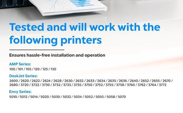 Alt view image 2 of 5 - Replacement 65XL Printer Ink Cartridges Combo Pack for HP DeskJet 3752, 3755, 3758, 3760, 3762, 3764, 3772, 2600, 2620, 2622, 2624, Envy 5010, 5012, 5014, 5020, 5030 Printers (2 Black, 2 Color)