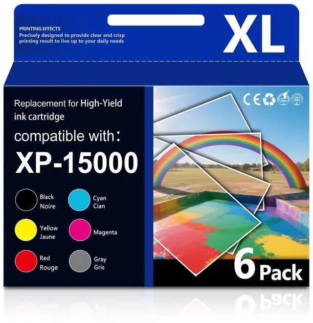 Main image of High Yield Ink Cartridges 6-Pack for Expression Photo XP-15000 Printer | compatible with XP-15000 printer (1 Black,1 cyan,1 Magenta,1 Yellow,1 Red,1 Gray)