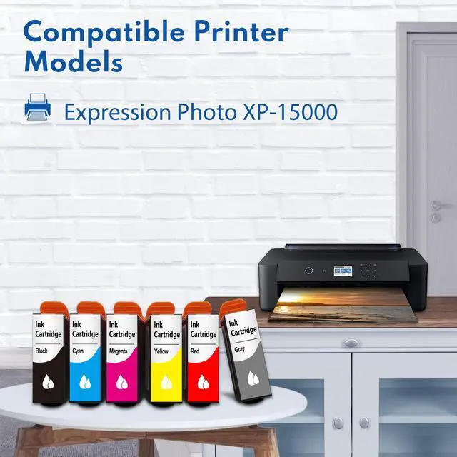 Alt view image 2 of 7 - High Yield Ink Cartridges 6-Pack for Expression Photo XP-15000 Printer | compatible with XP-15000 printer (1 Black,1 cyan,1 Magenta,1 Yellow,1 Red,1 Gray)