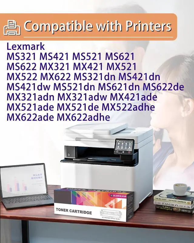 Alt view image 2 of 7 - 56F1000 (6000 Pages) Toner Cartridges (with Chip) Compatible with Lexmark 56F1000 Toner Cartridges for MS321, MS421, MS521, MS621, MS622, MX321, MX421, MX521, MX522, MX622 Laser Printer