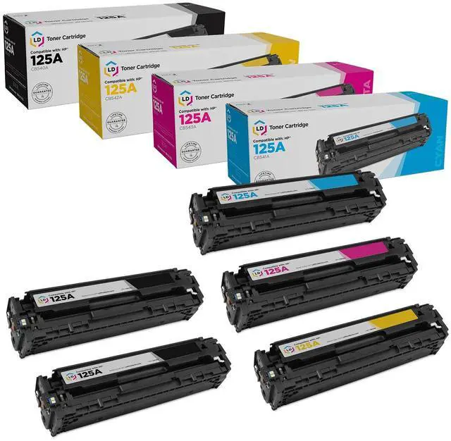 Main image of Remanufactured Toner Cartridge Replacement for HP 125A (2 Black, 1 Cyan, 1 Magenta, 1 Yellow, 5-Pack) Compatible with CM1312 MFP CM1312nfi CP1215 CP1515n CP1518ni