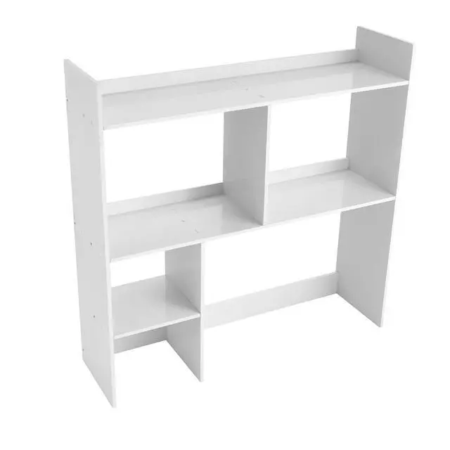 Alt view image 4 of 7 - Desk Hutch, Desktop Shelf for Computer Desk, White 3-Tier Display Rack, Multipurpose Wood Bookshelf Storage Organizer for Dorm Office Home