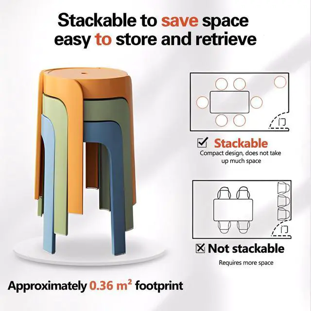 Alt view image 4 of 7 - 18Inch Plastic Stack Stools 5 Pack - Portable Stackable Chairs Backless Bar Stools for Kids, Unique Design Nesting Decorative Stool for Classroom School (Multi-Coloured)
