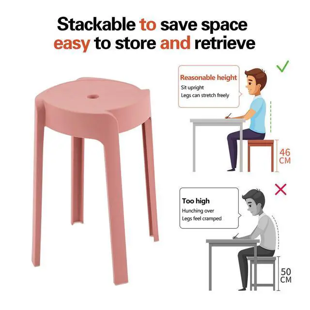 Alt view image 5 of 7 - 18Inch Plastic Stack Stools 5 Pack - Portable Stackable Chairs Backless Bar Stools for Kids, Unique Design Nesting Decorative Stool for Classroom School (Multi-Coloured)