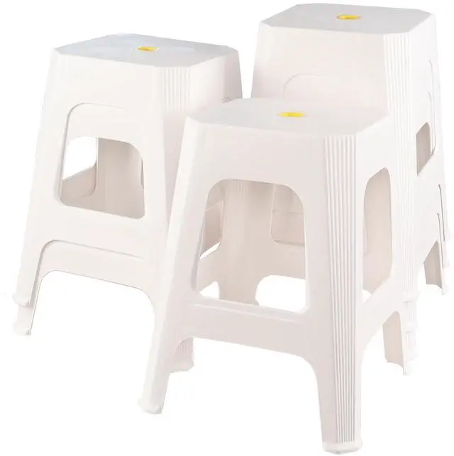 Main image of 6 Pack White Square Stacking Stools, 18.9 Inch Nesting Stools | Plastic Material, Reinforced Grid Support Structure, Nestable Stools for Home Classroom Indoor Spaces