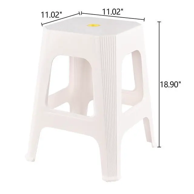 Alt view image 3 of 7 - 6 Pack White Square Stacking Stools, 18.9 Inch Nesting Stools | Plastic Material, Reinforced Grid Support Structure, Nestable Stools for Home Classroom Indoor Spaces