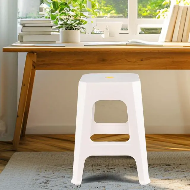 Alt view image 2 of 7 - 6 Pack White Square Stacking Stools, 18.9 Inch Nesting Stools | Plastic Material, Reinforced Grid Support Structure, Nestable Stools for Home Classroom Indoor Spaces