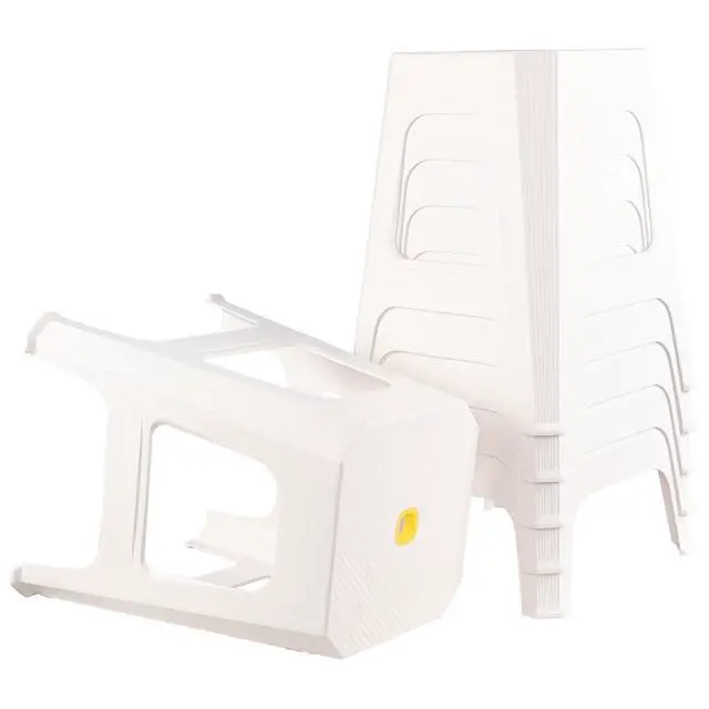 Alt view image 7 of 7 - 6 Pack White Square Stacking Stools, 18.9 Inch Nesting Stools | Plastic Material, Reinforced Grid Support Structure, Nestable Stools for Home Classroom Indoor Spaces