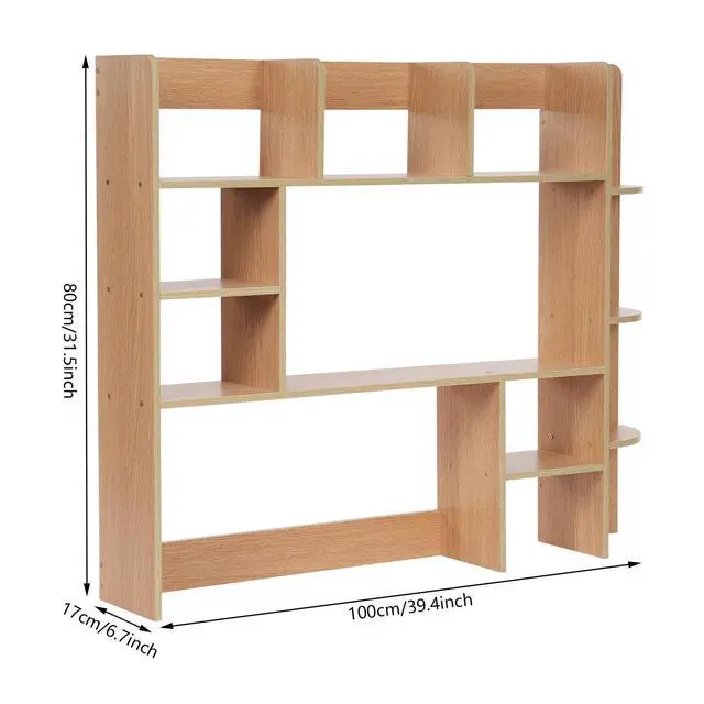 Alt view image 3 of 7 - Desktop Bookshelf, 39.4" Desktop Organizer Shelf Desk Hutch for Computer Desk 2 Tier Desk Shelf Multifunctional Freestanding Storage Rack Display Shelf for Home Office Dorm