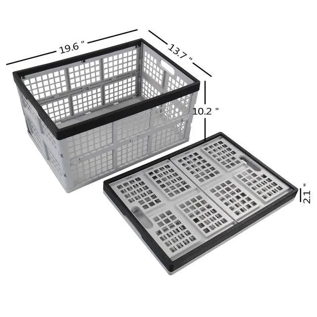 Alt view image 2 of 7 - 42 Liter 4 Pack Collapsible Plastic Storage Crates, Folding Crate Storage, Stackable Utility Totes for Car Trunk, Home, Office, and Pantry Organization