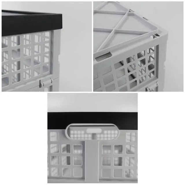 Alt view image 3 of 7 - 42 Liter 4 Pack Collapsible Plastic Storage Crates, Folding Crate Storage, Stackable Utility Totes for Car Trunk, Home, Office, and Pantry Organization