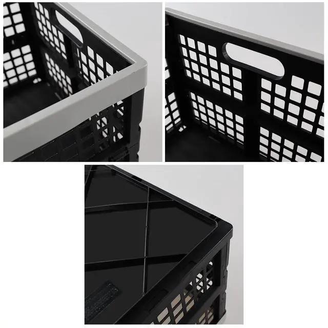 Alt view image 3 of 7 - 4-pack 42 Liter Collapsible Crates, Large Plastic Folding Storage Crates Bins