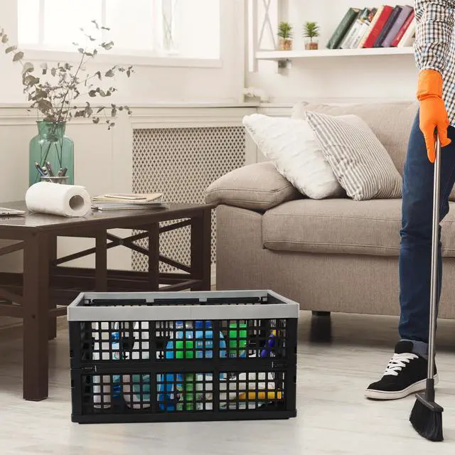 Alt view image 4 of 7 - 4-pack 42 Liter Collapsible Crates, Large Plastic Folding Storage Crates Bins