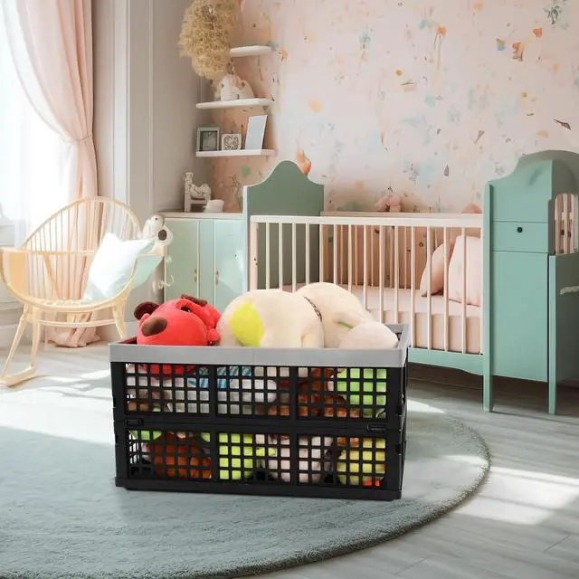 Alt view image 6 of 7 - 4-pack 42 Liter Collapsible Crates, Large Plastic Folding Storage Crates Bins