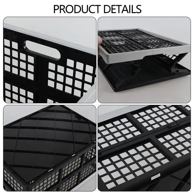 Alt view image 4 of 7 - 4 Pack Stackable Storage Crates Large, 42 L Plastic Collapsible Crates for Groceries