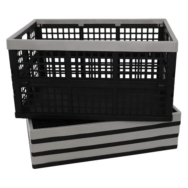 Alt view image 7 of 7 - Large Collapsible Storage Crates, 42 Liter Plastic Foldable Crate Bins Set of 4