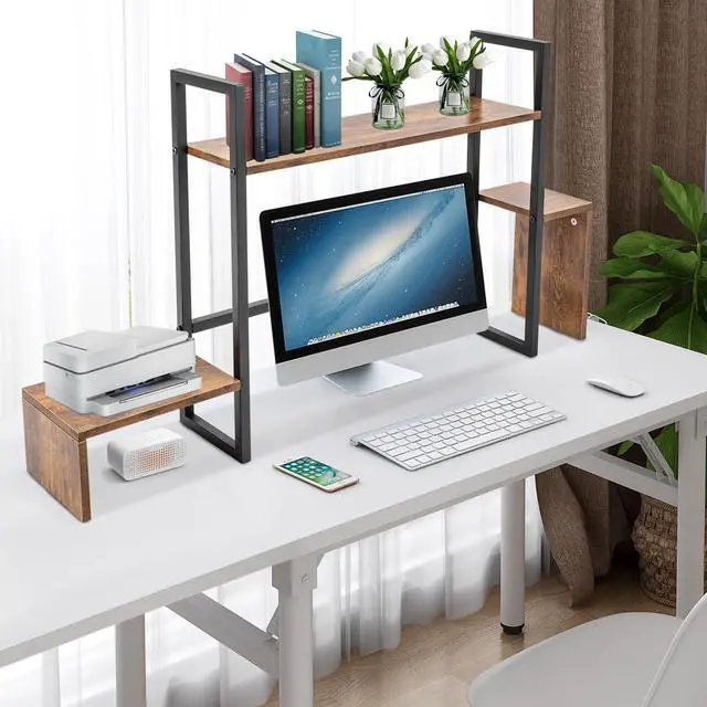 Alt view image 2 of 7 - Desktop Bookshelf - Space Saving Computer Desk Organizer, Countertop Display Shelf for Office, Dorm & Small Spaces, Multi-Purpose Storage Shelf for Books, Plants & Decor