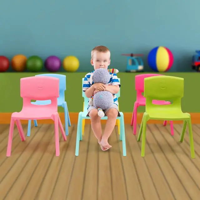 Alt view image 2 of 7 - 6Pcs Colorful Stackable School Chairs, 11inch Seat Height Colorful Plastic Kids Classrooms Chairs for Kids Learning Indoor Outdoor for Home Preschool Daycare Center