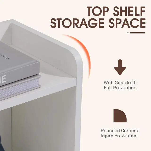 Alt view image 6 of 7 - Desktop Bookshelf, Desk Storage Hutch with 6 Shelves for Computer Desk, 3-Tier Display Organizer Rack with Adjustable Dividers for Office Home (White)