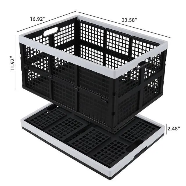 Alt view image 2 of 7 - 66 L Large Stackable Plastic Collapsible Storage Crates, 4 Packs | High-capacity Rectangular Folding Crate, for Garage Storage, Car Trunk, Camping, Picnic