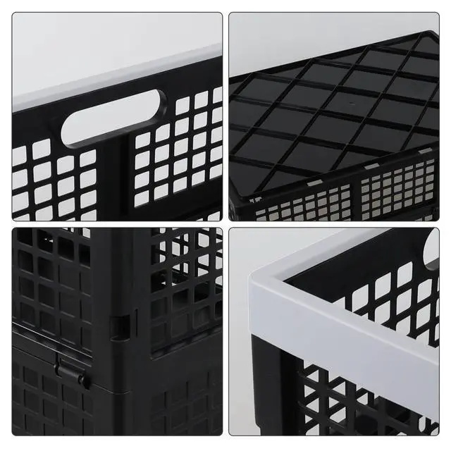 Alt view image 3 of 7 - 66 L Large Stackable Plastic Collapsible Storage Crates, 4 Packs | High-capacity Rectangular Folding Crate, for Garage Storage, Car Trunk, Camping, Picnic