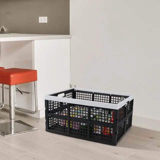 Alt view image 6 of 7 - 66 L Large Stackable Plastic Collapsible Storage Crates, 4 Packs | High-capacity Rectangular Folding Crate, for Garage Storage, Car Trunk, Camping, Picnic