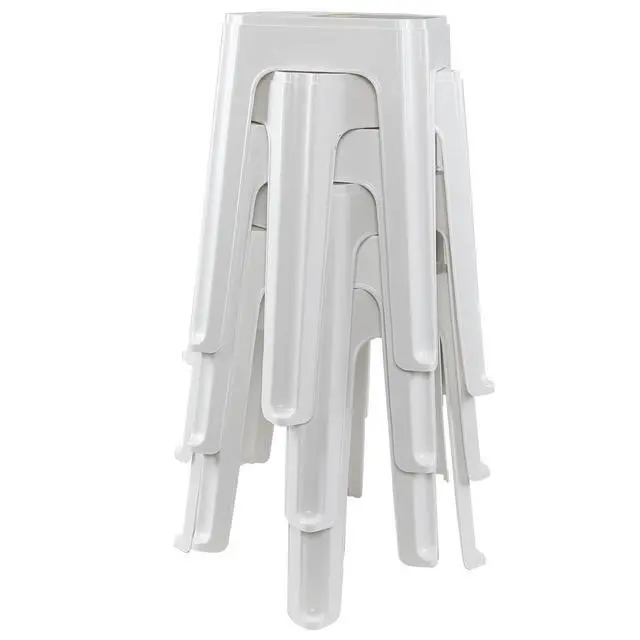 Alt view image 5 of 7 - 6-Pack 18.7 inch Height Square Portable Plastic Seat Stool, White | Convenient Carry Hole, Stable Support Legs, Stackable for Storage, for Home Restaurant School Party Use