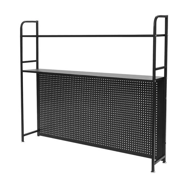 Alt view image 7 of 7 - Desktop Hutch Bookshelf, 45" W Countertop Storage Organizer, 2 Tiers Metal Desk Shelf Bookcase, Multipurpose Display Rack with Pegboard Screwdriver Set for Dorm Office Home