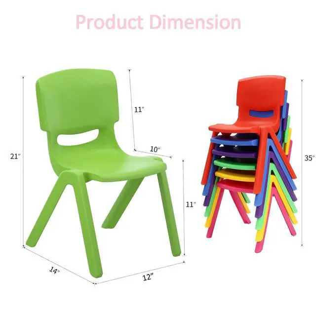Alt view image 3 of 7 - 6Pcs Colorful Stackable School Chairs, Plastic Kids School Chair for Toddlers Stack Chairs with 11'' Seat Height Kids Flexible Seating for School Classroom Daycare Indoor Outdoor