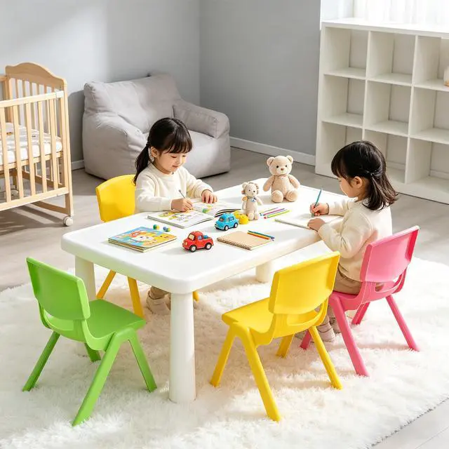 Alt view image 2 of 7 - 6Pcs Colorful Stackable School Chairs, Plastic Kids School Chair for Toddlers Stack Chairs with 11'' Seat Height Kids Flexible Seating for School Classroom Daycare Indoor Outdoor