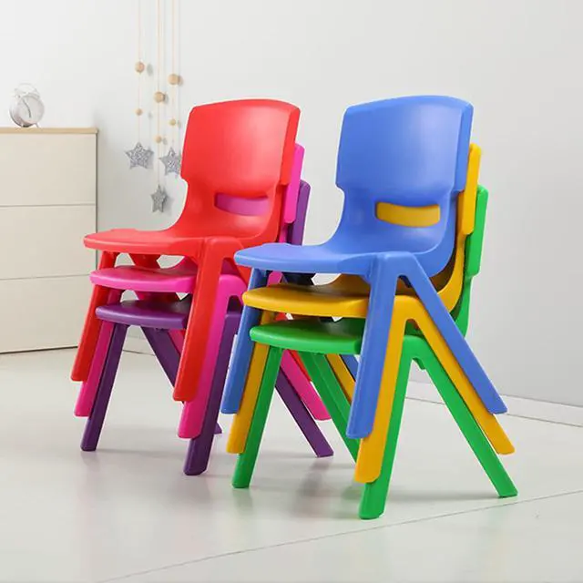 Alt view image 4 of 7 - 6Pcs Colorful Stackable School Chairs, Plastic Kids School Chair for Toddlers Stack Chairs with 11'' Seat Height Kids Flexible Seating for School Classroom Daycare Indoor Outdoor