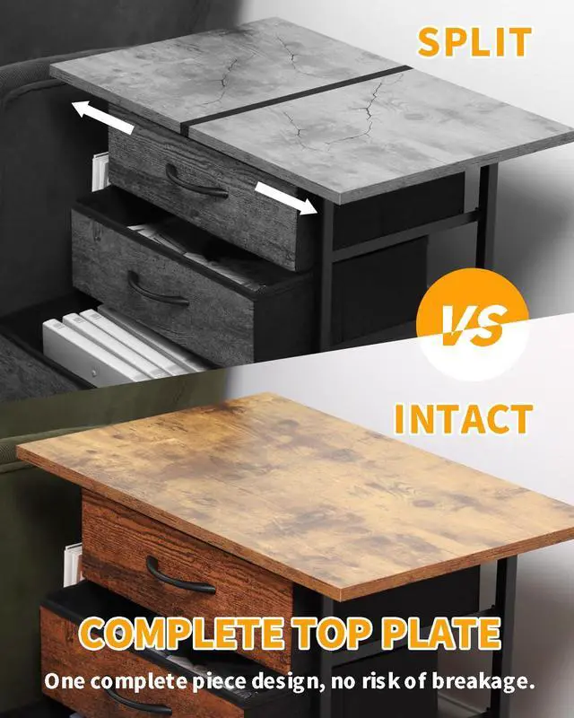 Alt view image 4 of 7 - Cabinet Printer Stand with 3 Fabric Drawer, Mobile File Cabinet for Home Office with Storage Bag, Rolling Under Desk Organizer Shelf, for Hanging A4, Letter Size, Complete Top Plate (Brown)