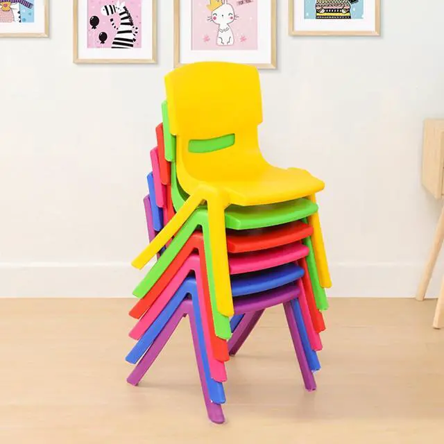 Alt view image 6 of 7 - 6Pcs Colorful Stackable School Chairs, Plastic Kids School Chair for Toddlers Stack Chairs with 11'' Seat Height Kids Flexible Seating for School Classroom Daycare Indoor Outdoor