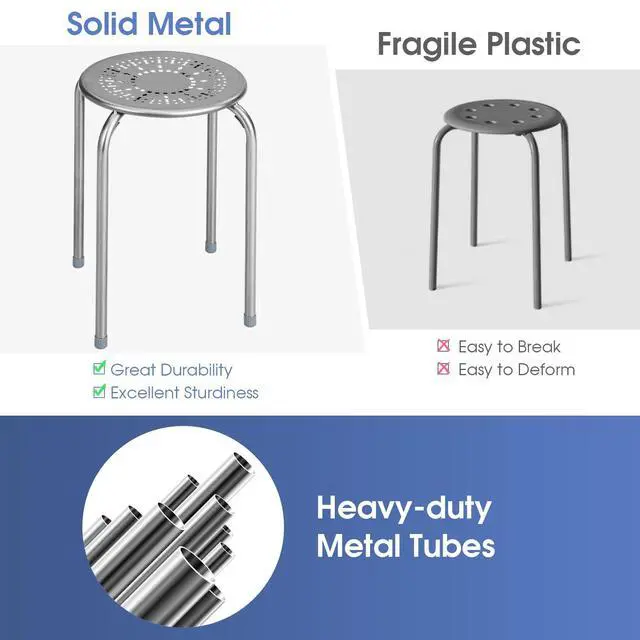 Alt view image 6 of 7 - Stackable Stools Set of 6, No Assembly 17.5" Height Stacking School Chairs for Kids Adults, Portable Metal Nesting Stools, Flexible Seating for Classroom Middle School, Office, Small Space