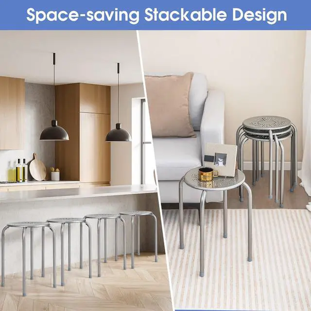 Alt view image 5 of 7 - Stackable Stools Set of 6, No Assembly 17.5" Height Stacking School Chairs for Kids Adults, Portable Metal Nesting Stools, Flexible Seating for Classroom Middle School, Office, Small Space