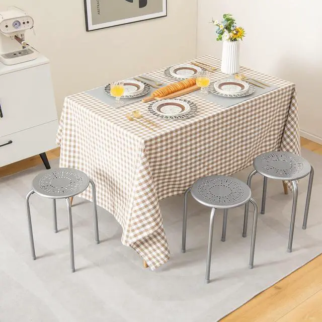 Alt view image 2 of 7 - Stackable Stools Set of 6, No Assembly 17.5" Height Stacking School Chairs for Kids Adults, Portable Metal Nesting Stools, Flexible Seating for Classroom Middle School, Office, Small Space